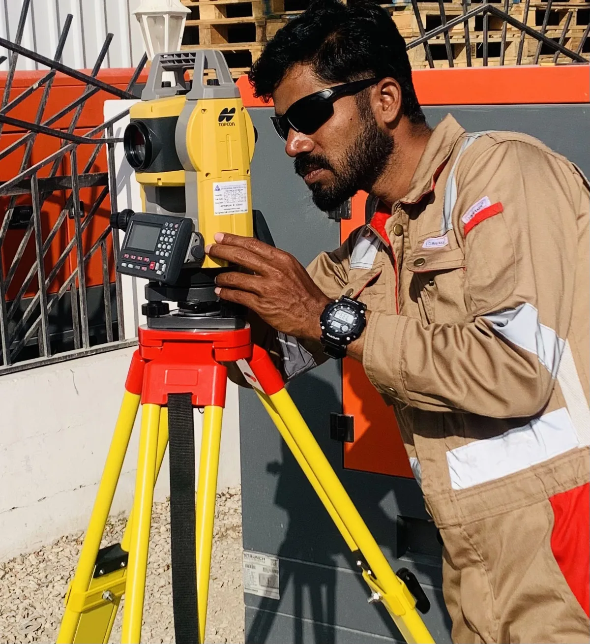 Professional surveyor conducting a site survey